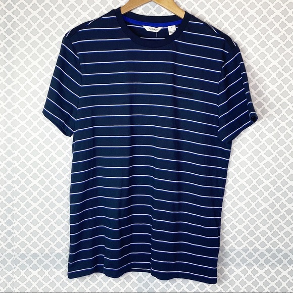 NWT Men’s Calvin Klein Navy Striped Crew Neck Tee - Picture 1 of 10